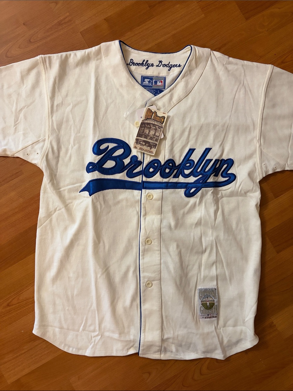 STARTER White and Royal Blue "Brooklyn" Baseball Jersey - Picture 10 of 14